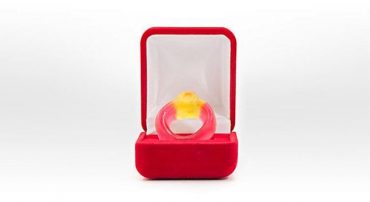 THE HARIBO CANDY RING HAS BEEN TURNED INTO A DIAMOND RUBY RING